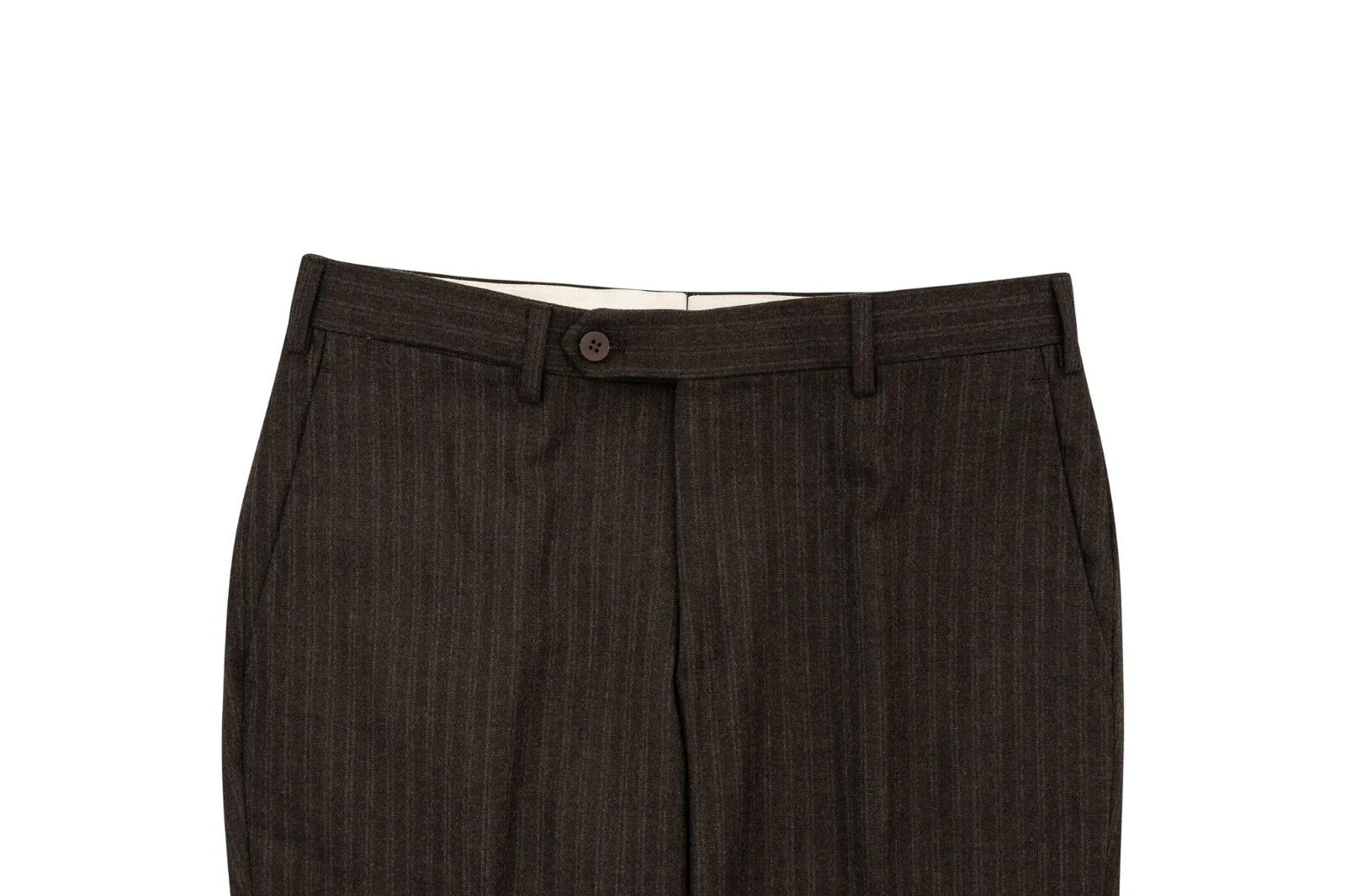 1250$ ISAIA NAPOLI Striped Brown Hand-Sewn Dress Pant Wool 130's 30 US / 46 EU