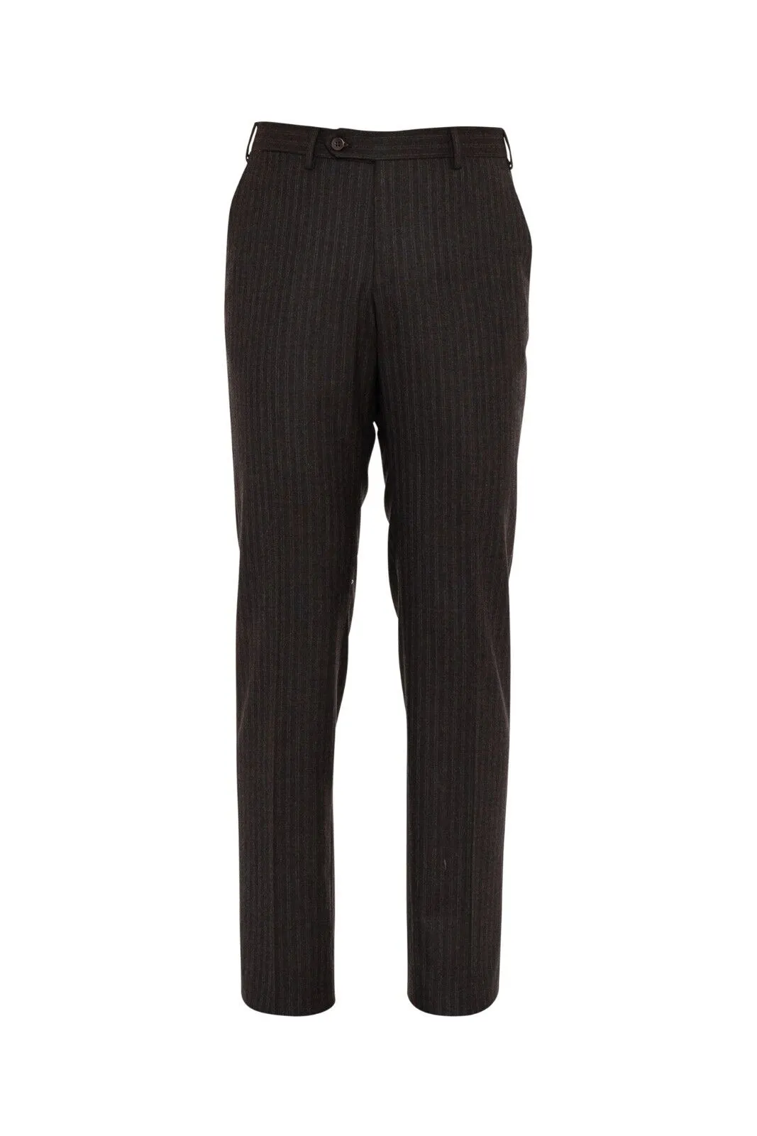 1250$ ISAIA NAPOLI Striped Brown Hand-Sewn Dress Pant Wool 130's 30 US / 46 EU