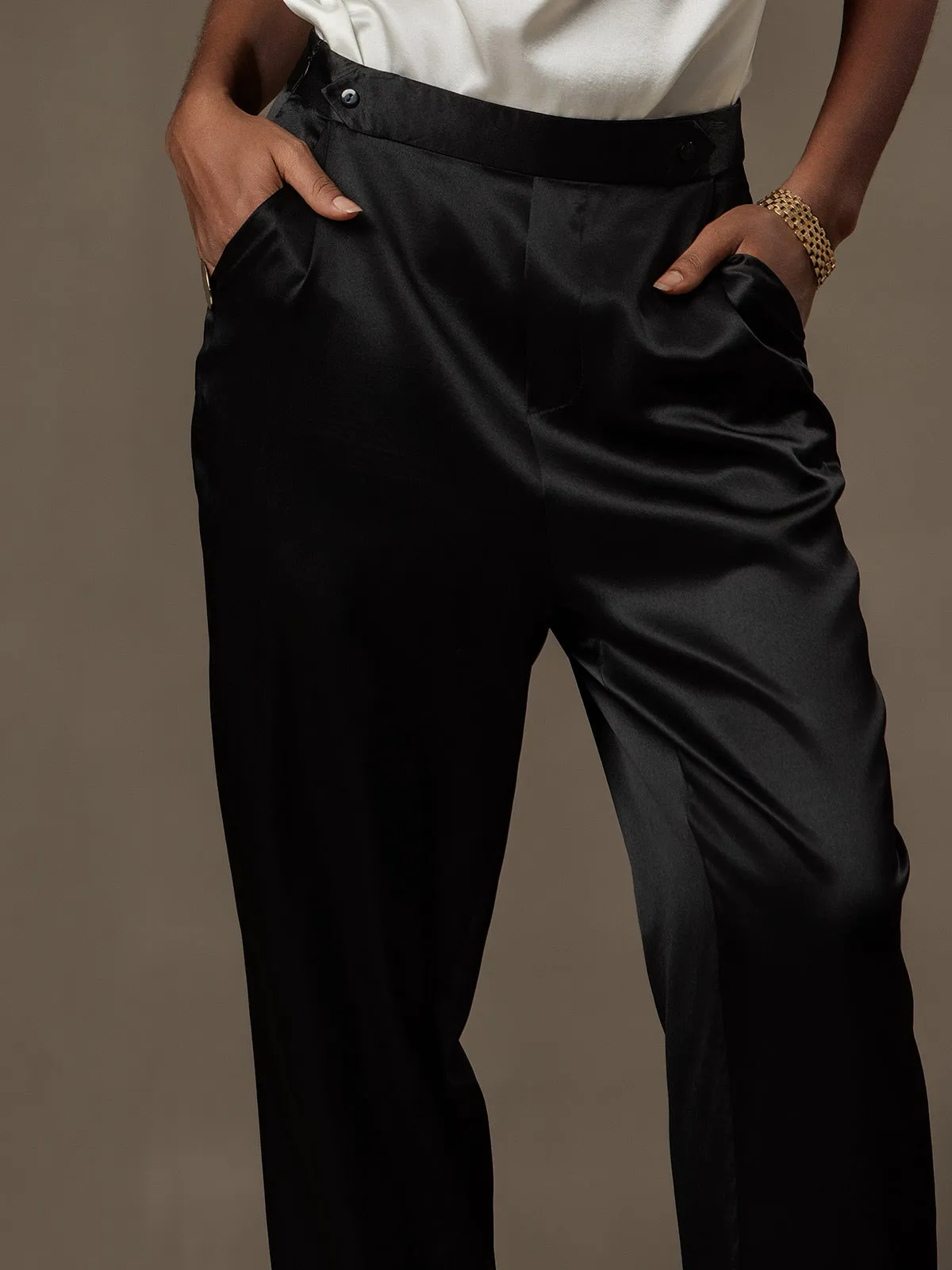 19Momme Modevolle zijden pantalon in carrotmodel