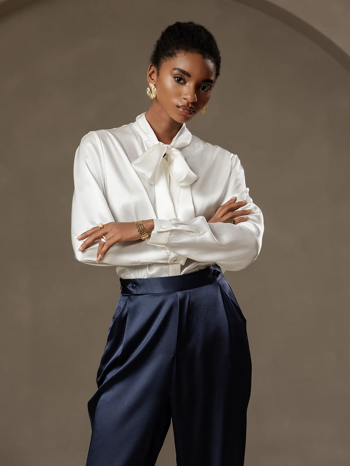 19Momme Modevolle zijden pantalon in carrotmodel