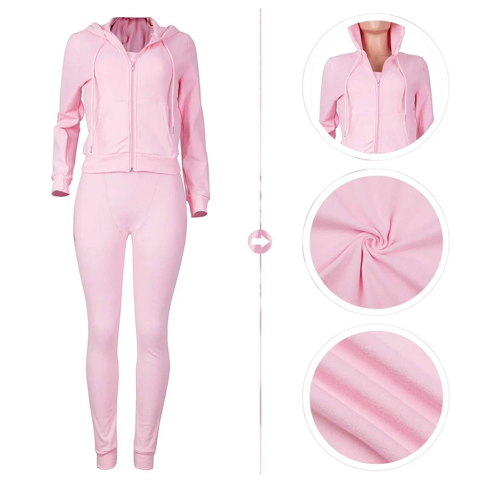 3-Piece Hooded Casual Trunksuit Set