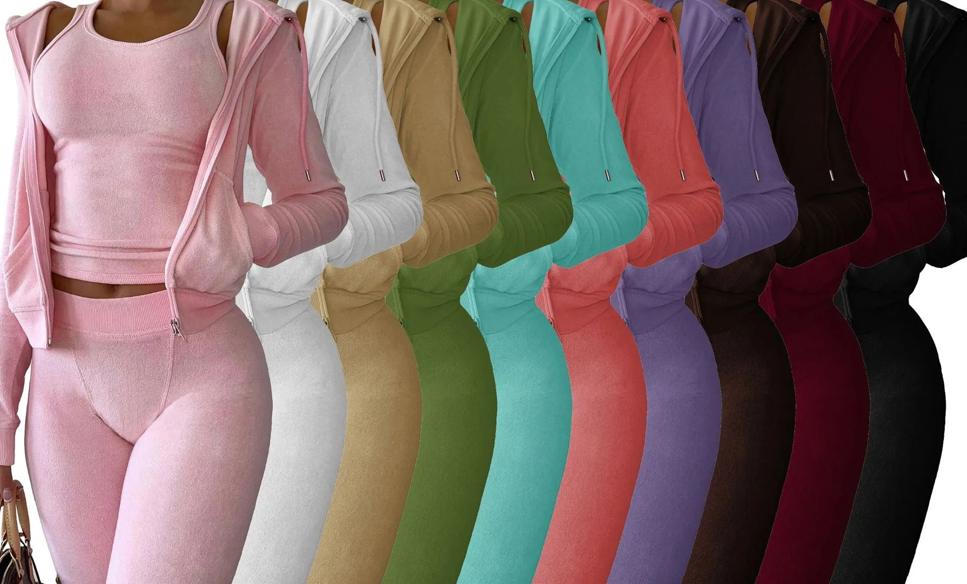 3-Piece Hooded Casual Trunksuit Set