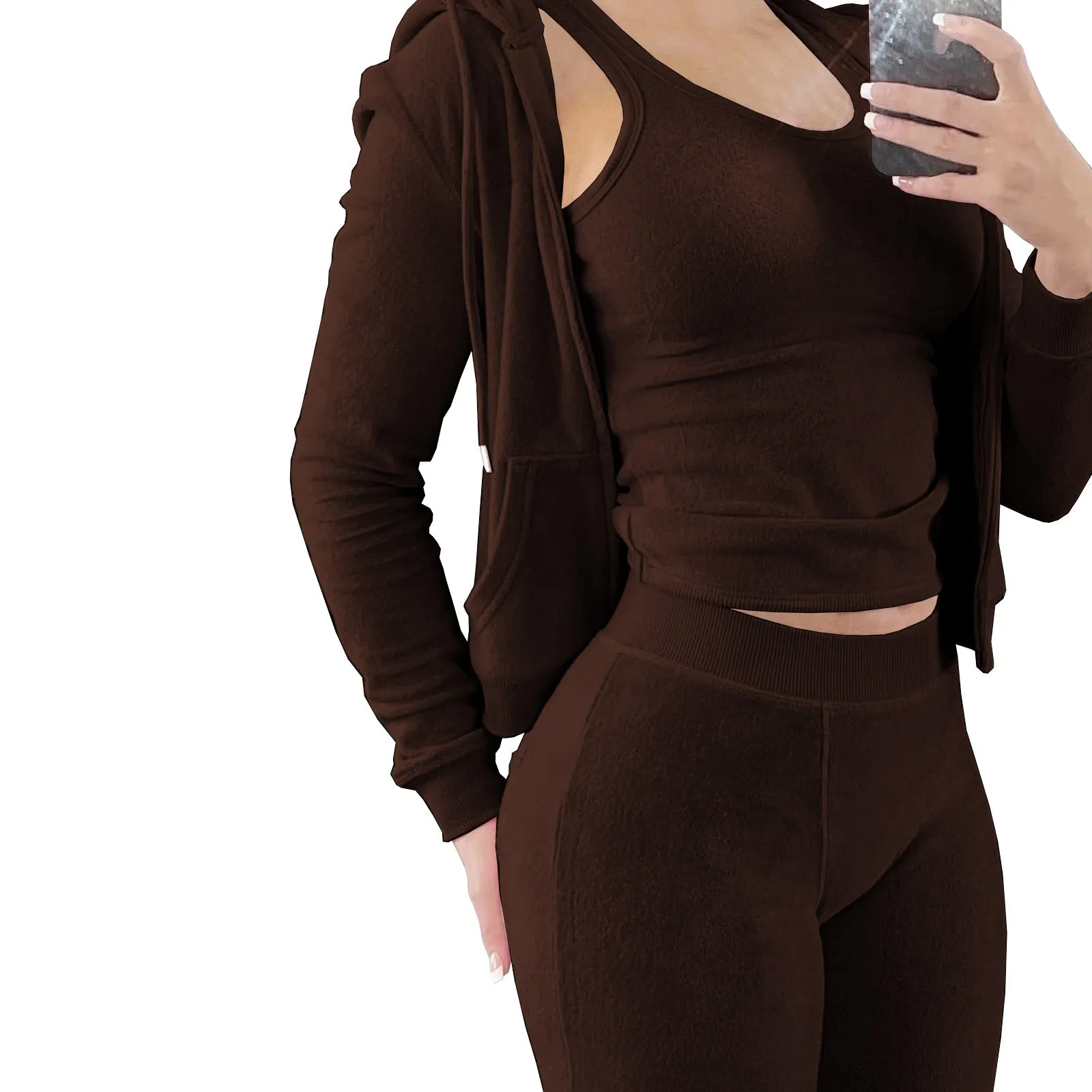 3-Piece Hooded Casual Trunksuit Set