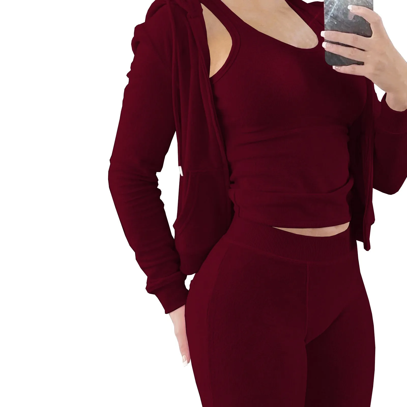 3-Piece Hooded Casual Trunksuit Set