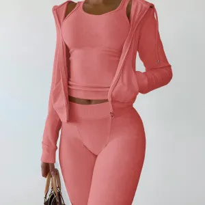 3-Piece Hooded Casual Trunksuit Set