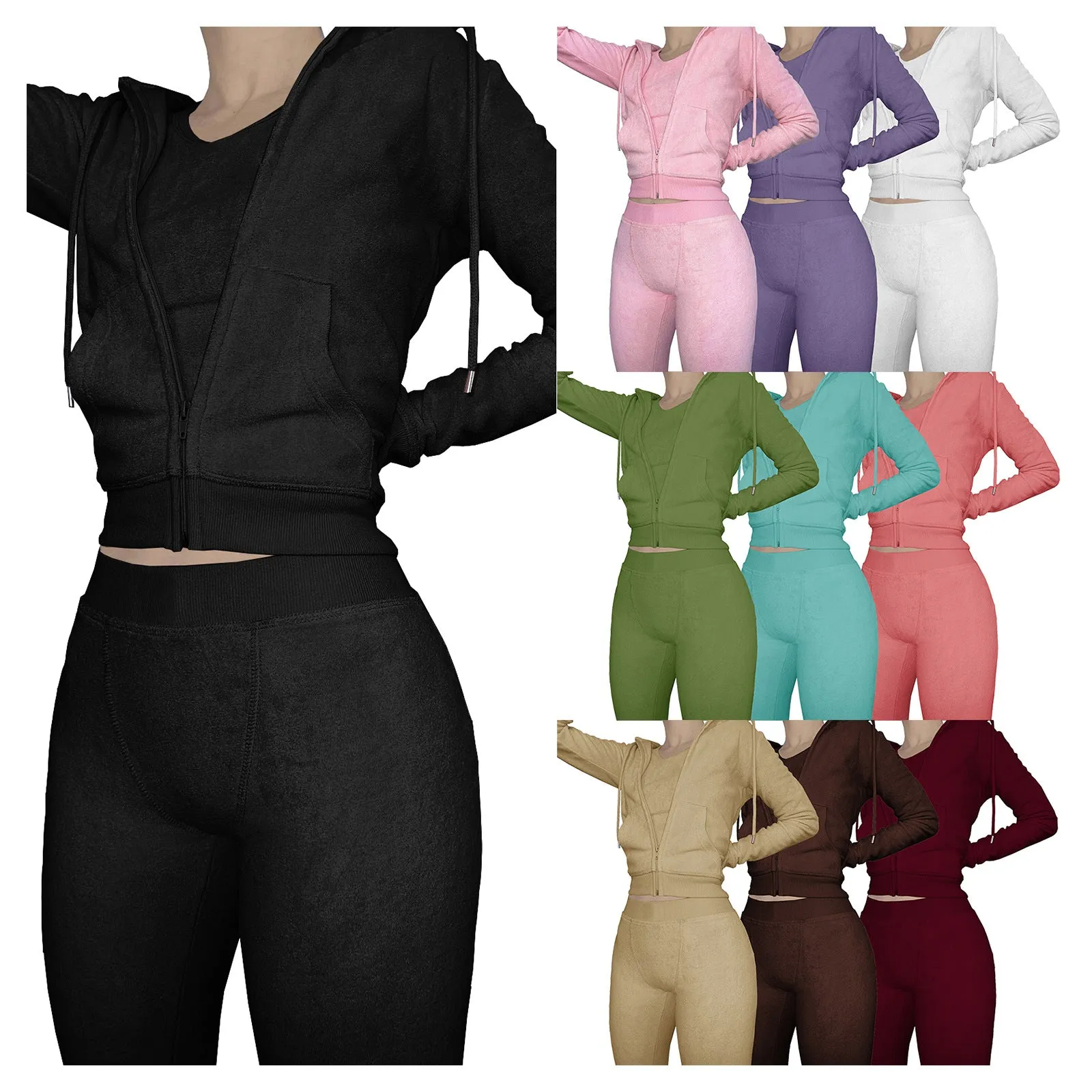 3-Piece Hooded Casual Trunksuit Set