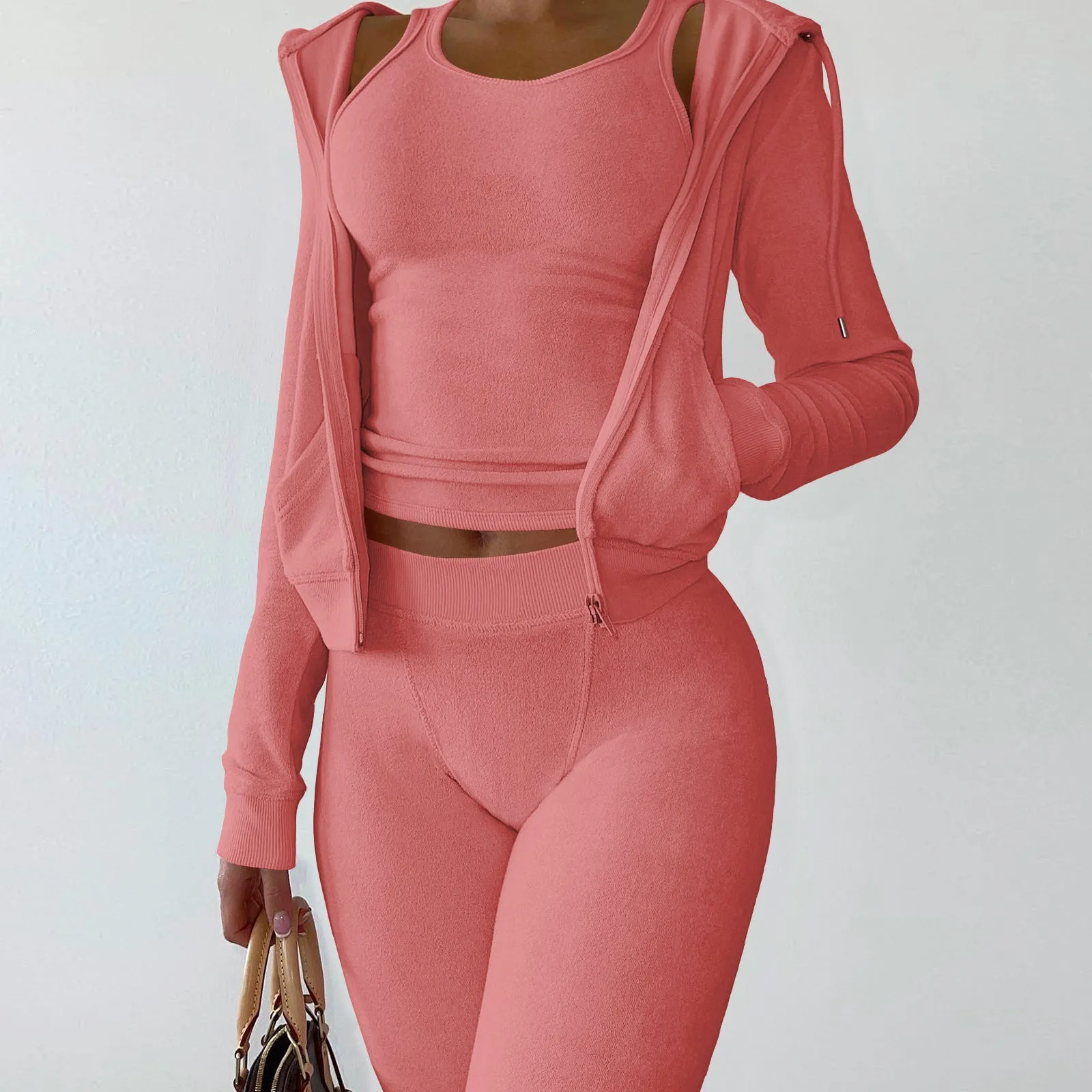3-Piece Hooded Casual Trunksuit Set