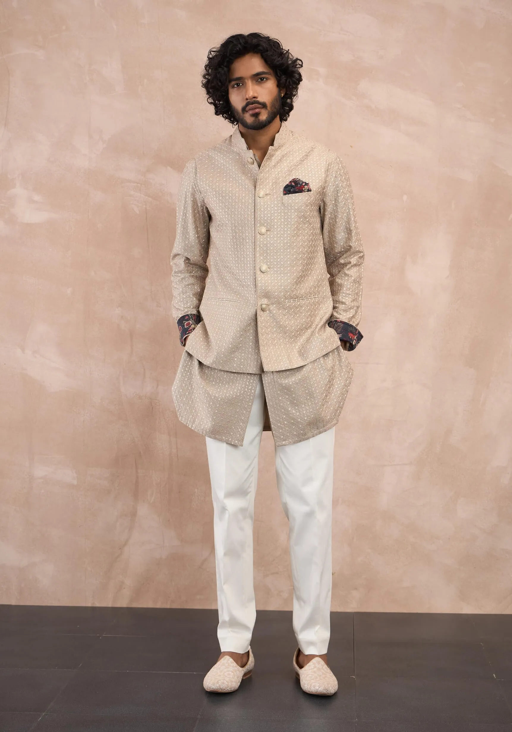 Antique inara motif nehru jacket set