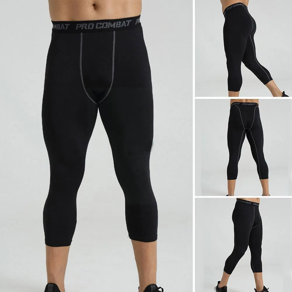 ANYMENS Fitness Leggings white Line Quick Drying Tights Running Compression Sports Wear Workout Bottoms Trousers Jogging Yoga Pants For Men