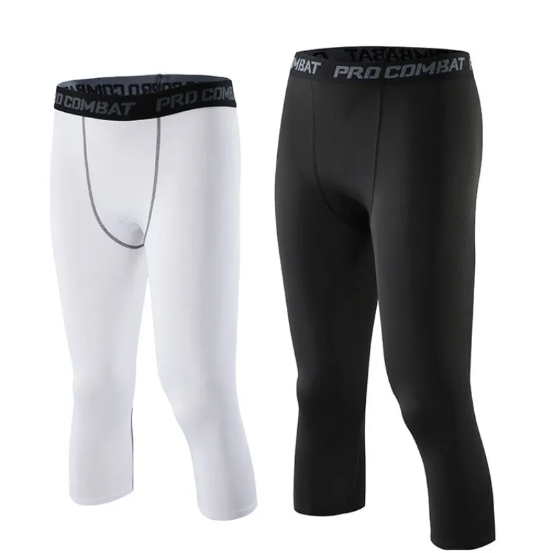 ANYMENS Fitness Leggings white Line Quick Drying Tights Running Compression Sports Wear Workout Bottoms Trousers Jogging Yoga Pants For Men