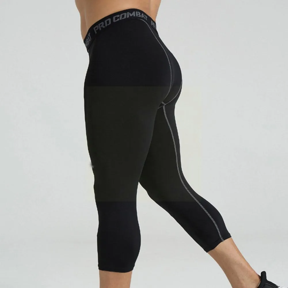 ANYMENS Fitness Leggings white Line Quick Drying Tights Running Compression Sports Wear Workout Bottoms Trousers Jogging Yoga Pants For Men