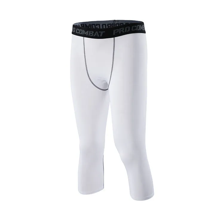ANYMENS Fitness Leggings white Quick Drying Tights Running Compression Sports Wear Workout Bottoms Trousers Jogging Yoga Pants For Men