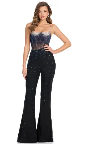 Ashley Lauren 11903 - Spaghetti Strap Sheer Corset Jumpsuit