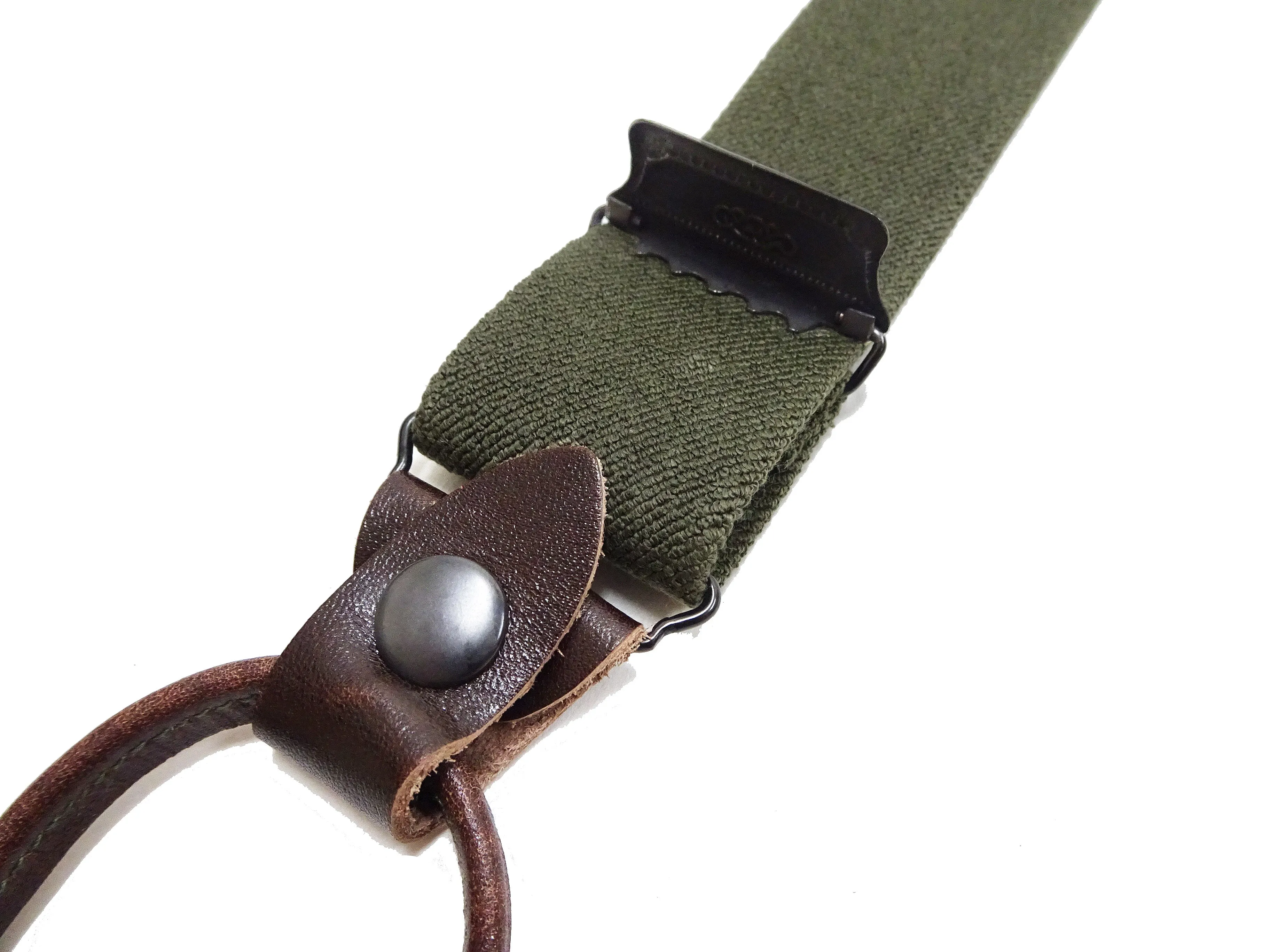 Buzz Rickson Suspenders Men's Reproduction of X back Design Military Button-on Braces for A-11 Trousers BR02718 149 Olive