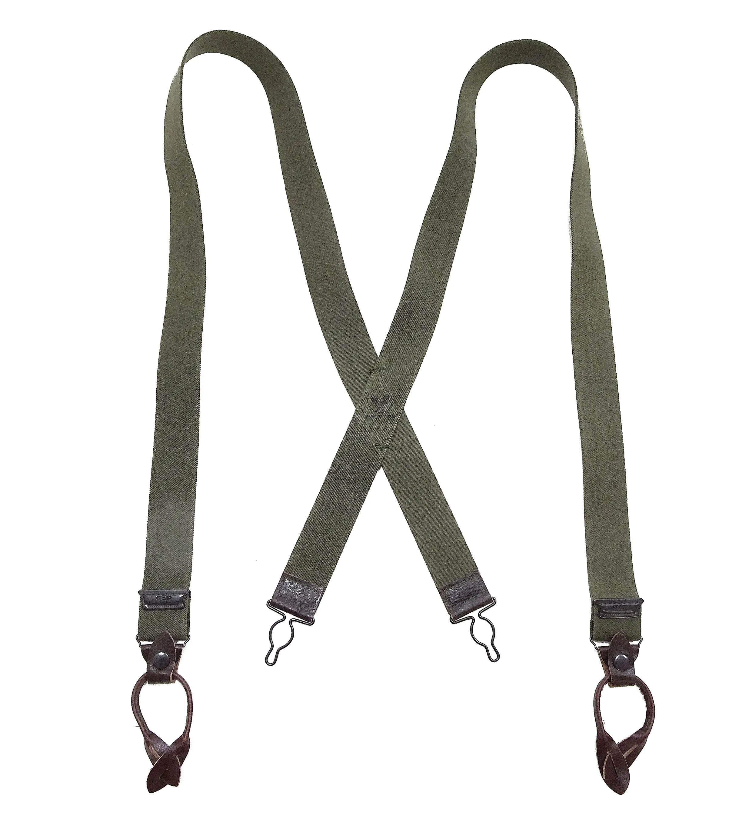 Buzz Rickson Suspenders Men's Reproduction of X back Design Military Button-on Braces for A-11 Trousers BR02718 149 Olive