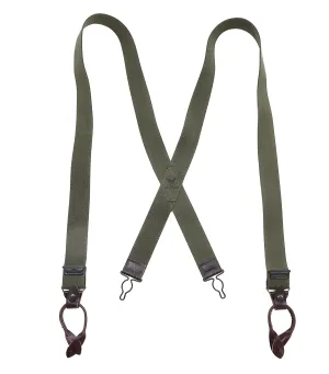 Buzz Rickson Suspenders Men's Reproduction of X back Design Military Button-on Braces for A-11 Trousers BR02718 149 Olive