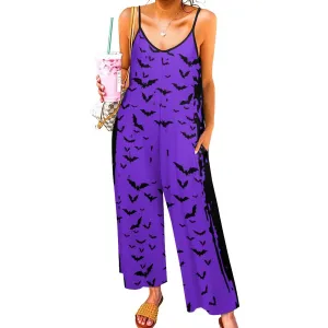 Cloud of Bats in Purple Suspender Jumpsuit LTY007 (All-Over Printing)