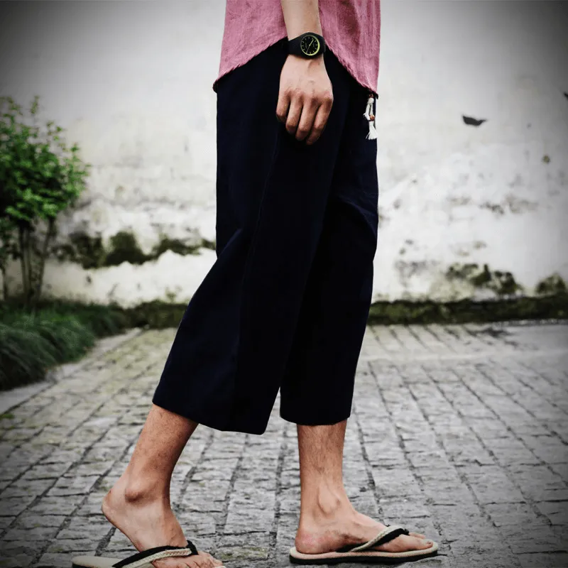 Cotton and Linen Harem Pants Linen Low End Wide Leg Suspender Pants
