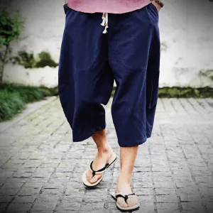 Cotton and Linen Harem Pants Linen Low End Wide Leg Suspender Pants