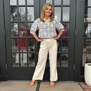 Eve Embroidered Top | Slate Blue