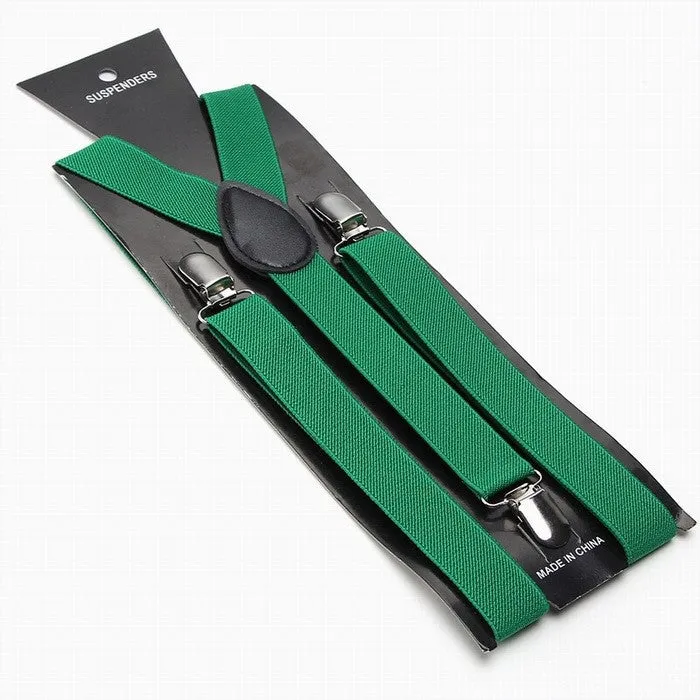 Fashion Women Men's Unisex Clip-on Braces Elastic Slim Suspender 1Inch Wide 36 colors Y-Back Suspenders Male Pants Jeans Braces