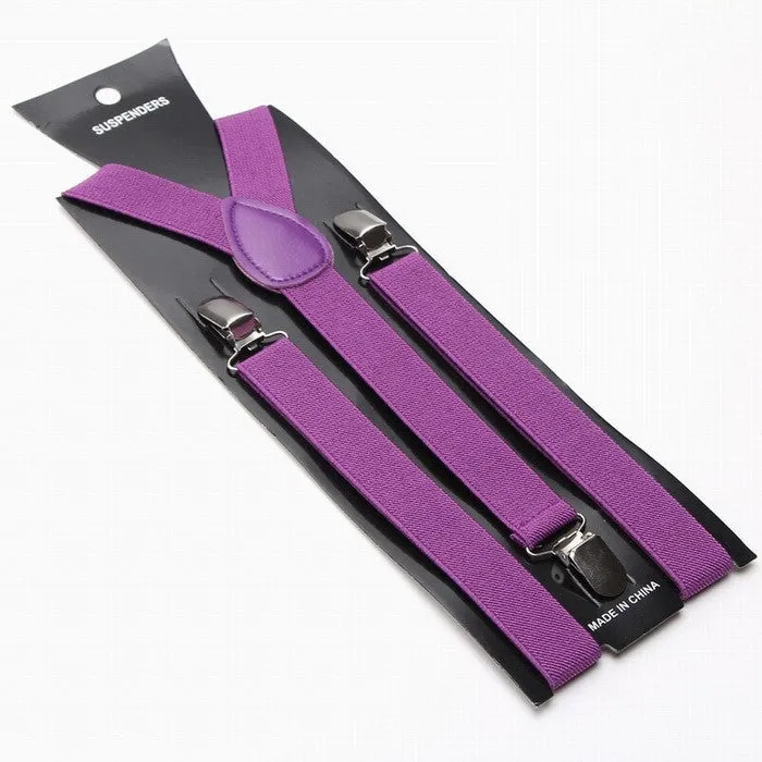 Fashion Women Men's Unisex Clip-on Braces Elastic Slim Suspender 1Inch Wide 36 colors Y-Back Suspenders Male Pants Jeans Braces