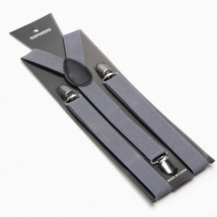Fashion Women Men's Unisex Clip-on Braces Elastic Slim Suspender 1Inch Wide 36 colors Y-Back Suspenders Male Pants Jeans Braces