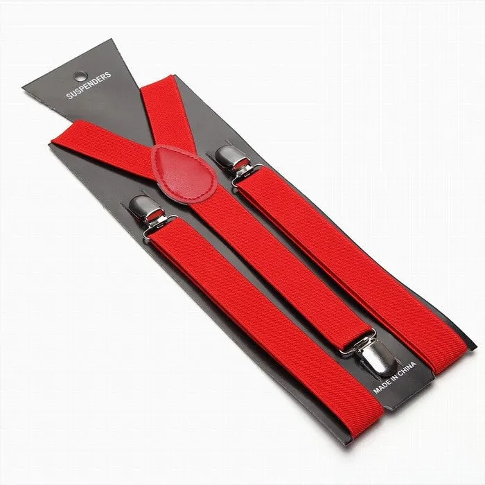 Fashion Women Men's Unisex Clip-on Braces Elastic Slim Suspender 1Inch Wide 36 colors Y-Back Suspenders Male Pants Jeans Braces