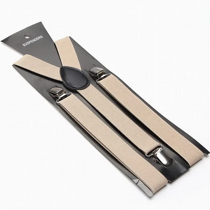 Fashion Women Men's Unisex Clip-on Braces Elastic Slim Suspender 1Inch Wide 36 colors Y-Back Suspenders Male Pants Jeans Braces