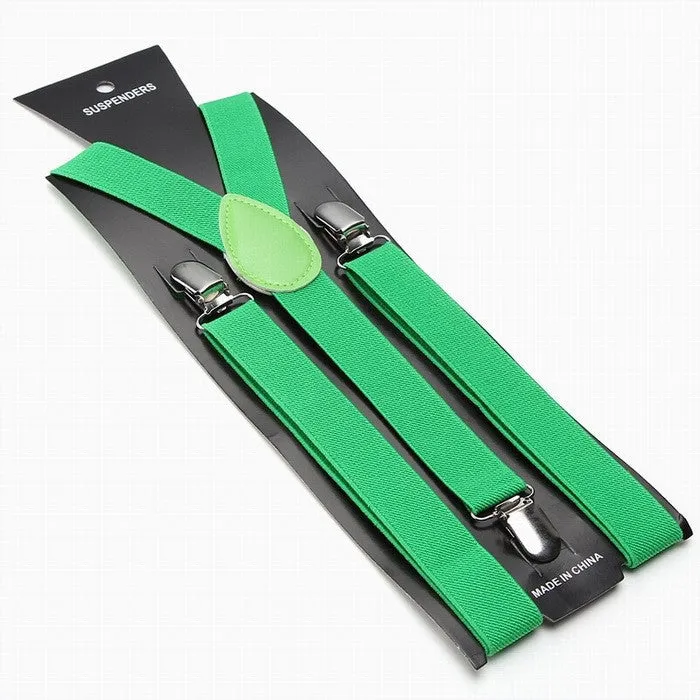 Fashion Women Men's Unisex Clip-on Braces Elastic Slim Suspender 1Inch Wide 36 colors Y-Back Suspenders Male Pants Jeans Braces