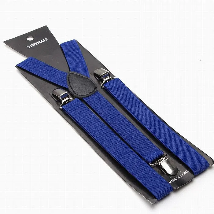 Fashion Women Men's Unisex Clip-on Braces Elastic Slim Suspender 1Inch Wide 36 colors Y-Back Suspenders Male Pants Jeans Braces