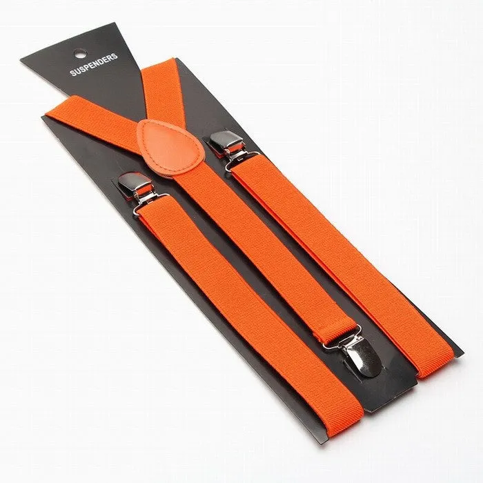 Fashion Women Men's Unisex Clip-on Braces Elastic Slim Suspender 1Inch Wide 36 colors Y-Back Suspenders Male Pants Jeans Braces