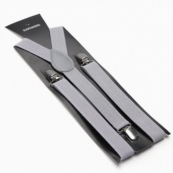 Fashion Women Men's Unisex Clip-on Braces Elastic Slim Suspender 1Inch Wide 36 colors Y-Back Suspenders Male Pants Jeans Braces