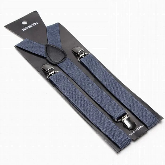 Fashion Women Men's Unisex Clip-on Braces Elastic Slim Suspender 1Inch Wide 36 colors Y-Back Suspenders Male Pants Jeans Braces