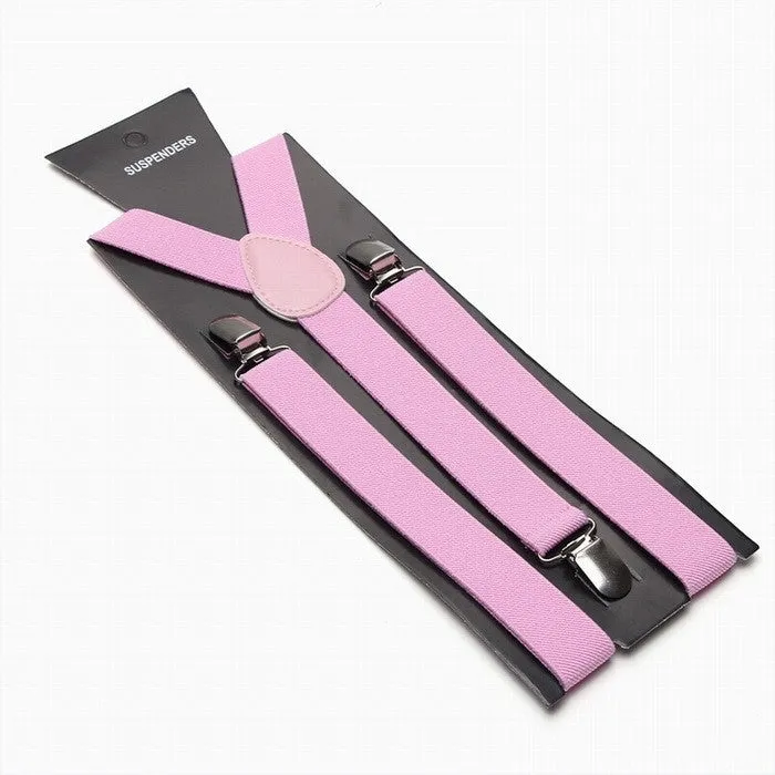 Fashion Women Men's Unisex Clip-on Braces Elastic Slim Suspender 1Inch Wide 36 colors Y-Back Suspenders Male Pants Jeans Braces