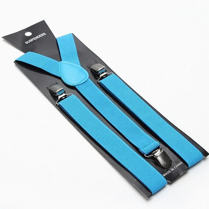 Fashion Women Men's Unisex Clip-on Braces Elastic Slim Suspender 1Inch Wide 36 colors Y-Back Suspenders Male Pants Jeans Braces