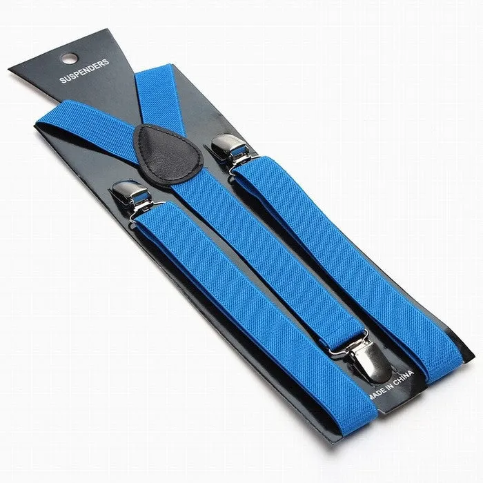 Fashion Women Men's Unisex Clip-on Braces Elastic Slim Suspender 1Inch Wide 36 colors Y-Back Suspenders Male Pants Jeans Braces
