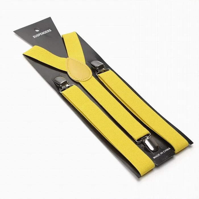 Fashion Women Men's Unisex Clip-on Braces Elastic Slim Suspender 1Inch Wide 36 colors Y-Back Suspenders Male Pants Jeans Braces