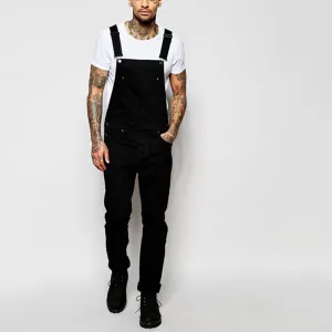 Fashionable men's suspender denim rompers