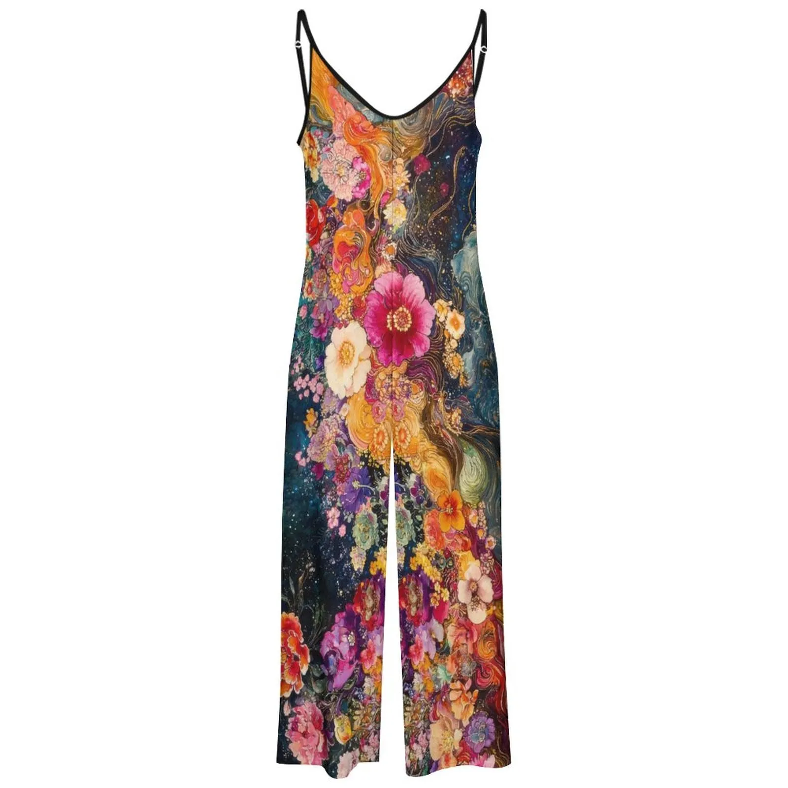 Floral Splash Suspender Jumpsuit LTY007 (All-Over Printing)