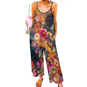 Floral Splash Suspender Jumpsuit LTY007 (All-Over Printing)
