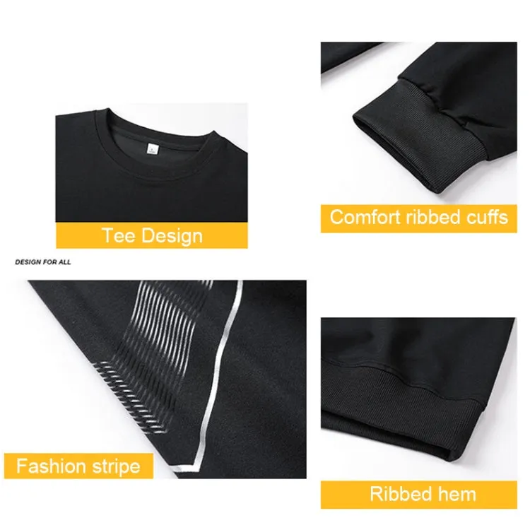FLQS188 Spring and Autumn Round Collar Pullover Sweatshirt Set Men Casual Sports Clothes, Size: M(Grey)