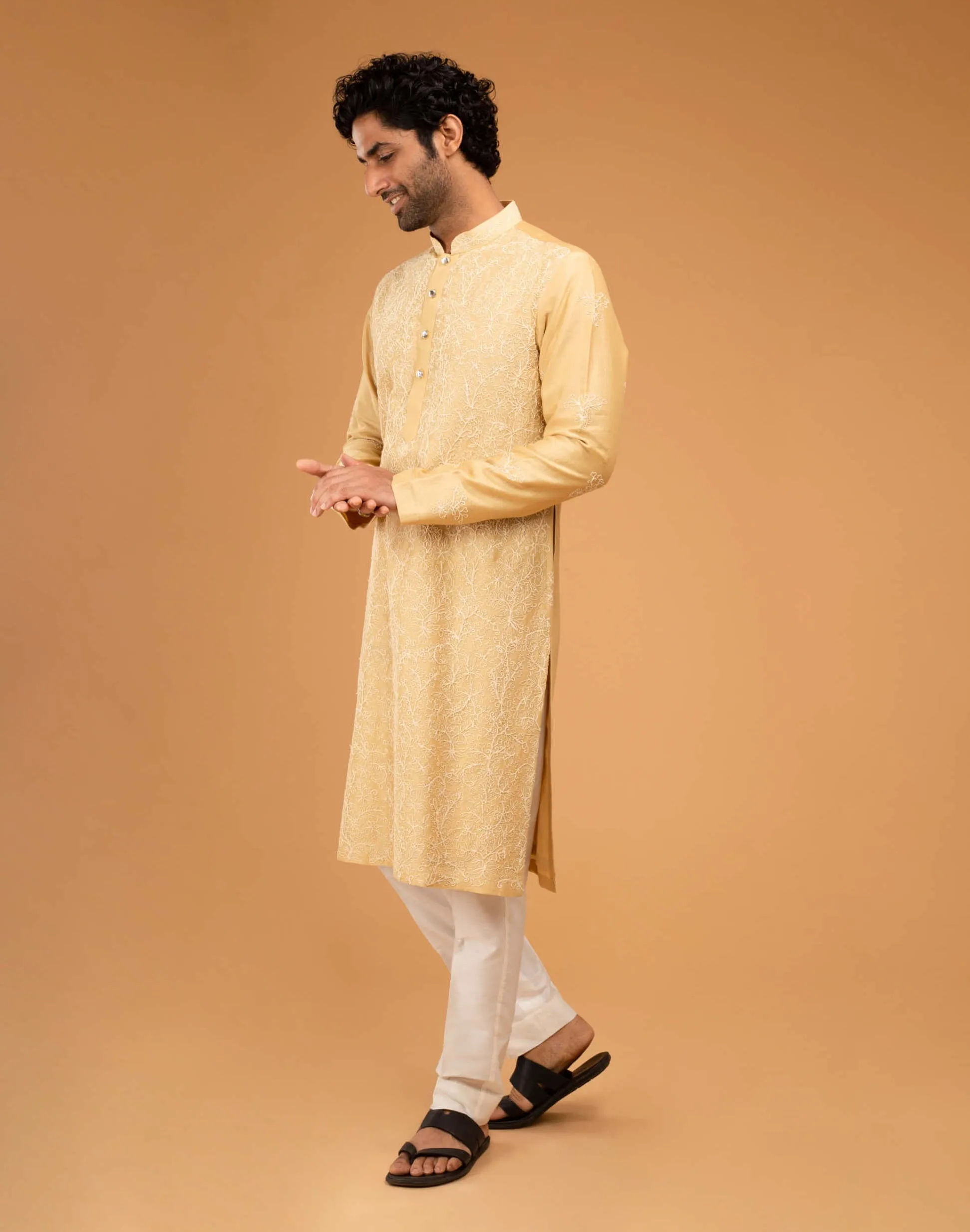 Gold beige kurta and pants