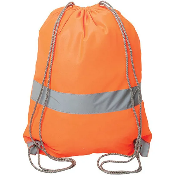 Hi Vis Cinch Sports Bag Reflective Drawstring Backpack