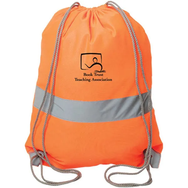 Hi Vis Cinch Sports Bag Reflective Drawstring Backpack