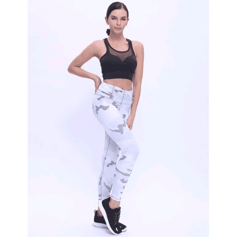 High waist four-needle six-line new camouflage fitness yoga pants tight stretch printing sports leggings
