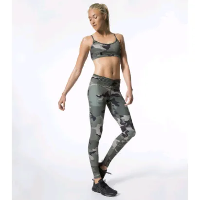 High waist four-needle six-line new camouflage fitness yoga pants tight stretch printing sports leggings