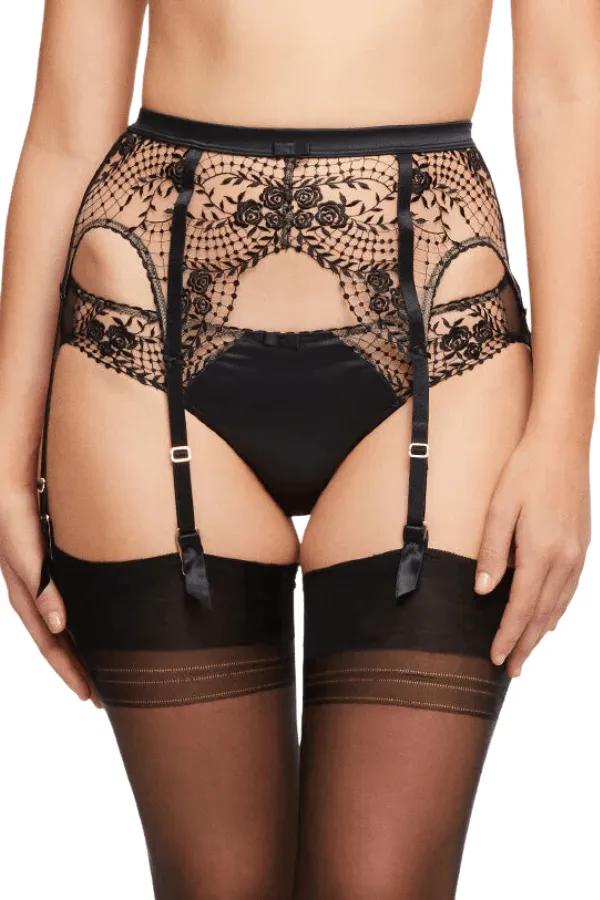 Julie's Roses Suspender - Black