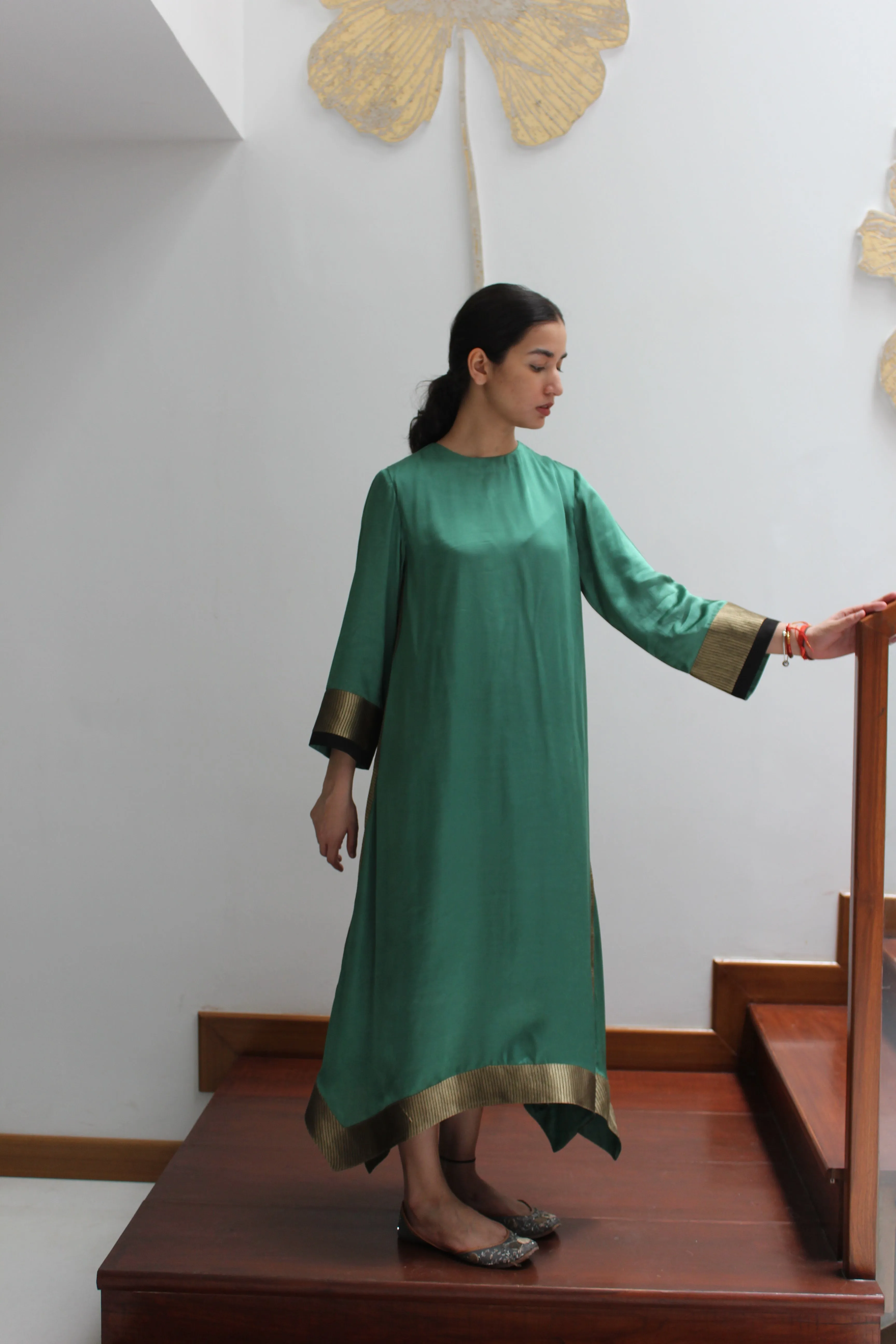 KAMAL ASYMMETRICAL TUNIC -GREEN