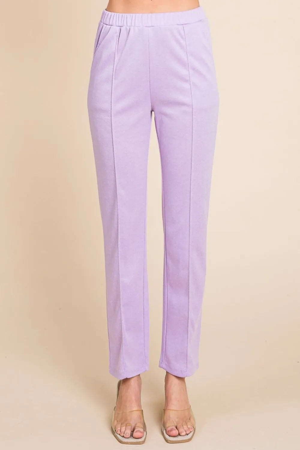 Lilac Pin Tuck Detail Slim Pants